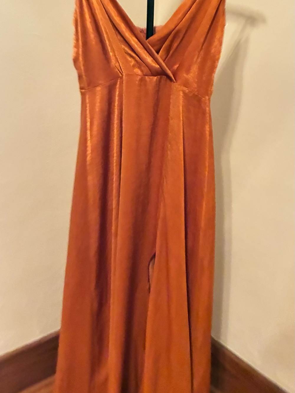 Sleeveless Burnt Orange V-Neck Maxi Dress